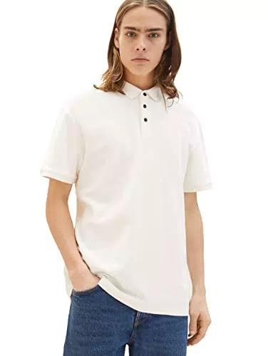 TOM TAILOR Denim Herren Poloshirt 1035283, 12906 - Wool White