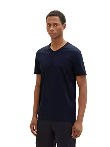 TOM TAILOR Herren 1036403 Basic T-Shirt mit V-Ausschnitt