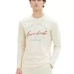 TOM TAILOR Herren 1037744 Longsleeve mit Logo-Print aus Baumwolle