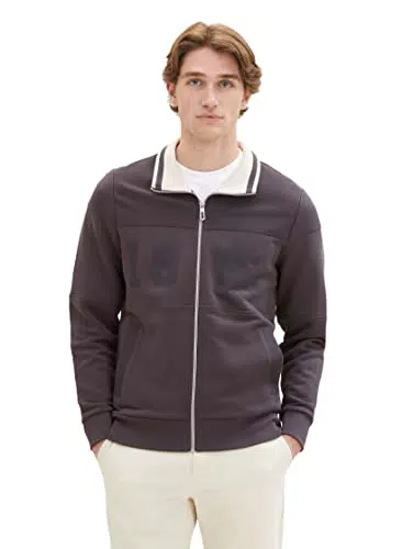 TOM TAILOR Herren 1037801 Sweatjacke mit Stehkragen aus Baumwolle