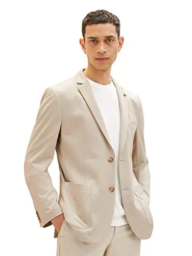 TOM TAILOR Herren 1038545 Sakko, 31658 - Sand Dobby Structure