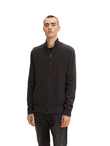 TOM TAILOR Herren Strickjacke mit Stehkragen aus Bio-Baumwolle