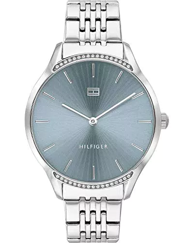 Tommy Hilfiger Analog Quarzuhr für Damen mit Silbernes Edelstahlarmband - 1782210