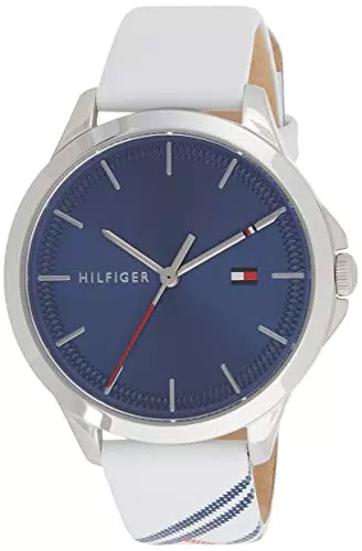 Tommy Hilfiger Analog Quarzuhr für Damen mit Weisses Lederarmband - 1782089