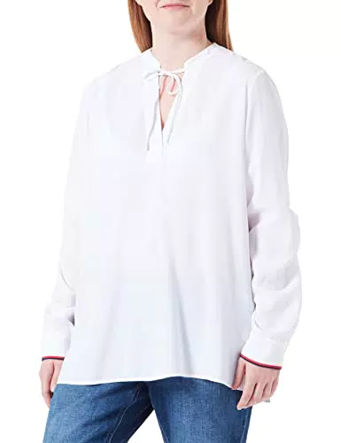 Tommy Hilfiger Damen Bluse Elegant, Weiß, 32