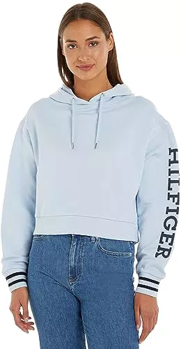 Tommy Hilfiger Damen Hoodie mit Kapuze, Blau, M