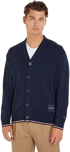 Tommy Hilfiger Herren Cardigan mit Knopfleiste, Blau