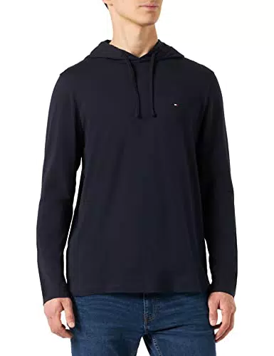 Tommy Hilfiger Herren Langarmshirt mit Kapuze, Blau