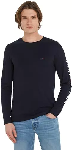 Tommy Hilfiger Herren Langarmshirt Tommy Logo Baumwolle