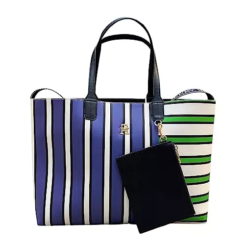 Tommy Hilfiger ICONIC TOMMY TOTE STRIPE MIX, grün, Gr. OS