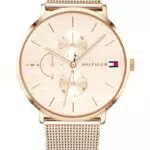 Tommy Hilfiger Multi Zifferblatt Quarz Uhr für Damen mit Roségoldfarbenes Edelstahl-Mesh-Gliederarmband - 1781944
