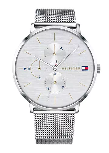 Tommy Hilfiger Multi Zifferblatt Quarz Uhr für Damen mit Silbernes Edelstahl-Mesh-Gliederarmband - 1781942