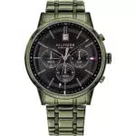 Tommy Hilfiger Multi Zifferblatt Quarz Uhr für Herren mit Grünes Edelstahlarmband - 1791634