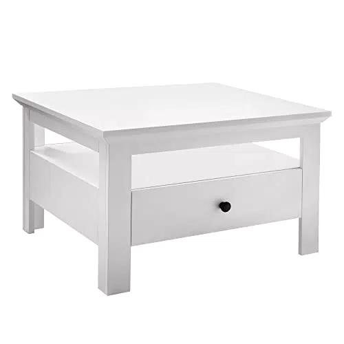 trendteam smart living - Couchtisch Wohnzimmertisch - Wohnzimmer - Universal- Aufbaumaß 70 x 46 x 70 cm - Farbe Weiß - 110014801