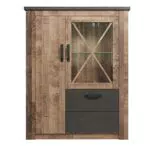 trendteam smart living - Vitrine Schrank Wohnzimmerschrank - Wohnzimmer - Georgia - Aufbaumaß 114 x 142 x 38 cm - Farbe Tabak Eiche mit Matera - 173503548