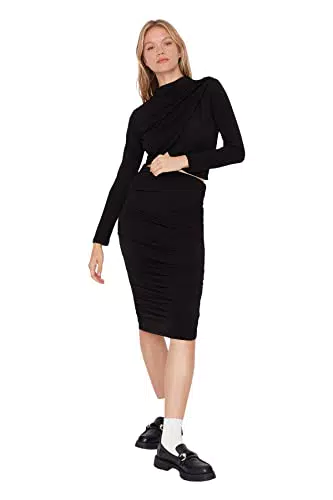 TRENDYOL Damen Trendyol Damen Jung Midi Bleistiftrock Bodycon Gestrickt Rock Skirt