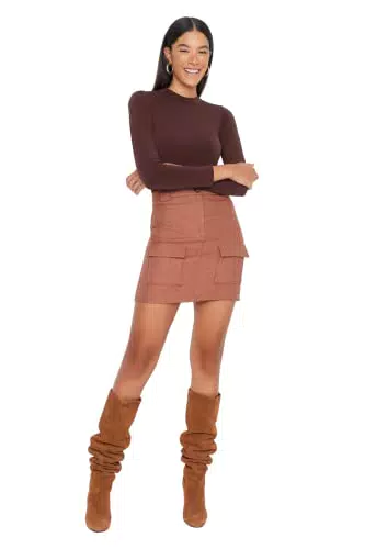 TRENDYOL Women's Damen Mini Bodycone A-Linie Webstoff Rock Skirt