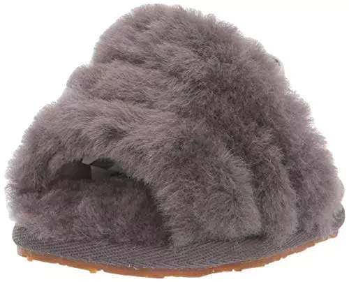 UGG KIDS' FLUFF YEAH SLIDE SLIPPER, Charcoal