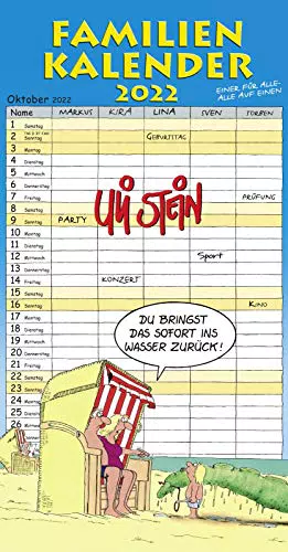 Uli Stein Familienkalender 2022: Familienplaner mit 5 Spalten