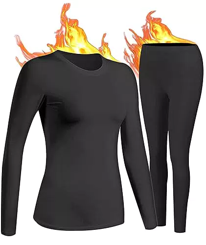 UNIQUEBELLA Damen Thermo-unterwäsche Set, Thermoshirt Damen Langarm