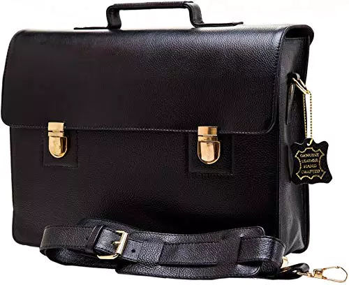 Urban Leather Men's Real Leather Briefcase Leather Case Laptop Bag for Business
