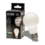 V-TAC LED Glühbirne E27 8, 5W A60, 806Lumen, 4000K - LED Lampe Neutralweiß - LED-Glühbirne