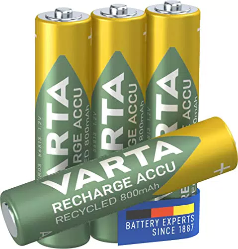 VARTA Batterien AAA, wiederaufladbar, 4 Stück, Recharge Accu Recycled