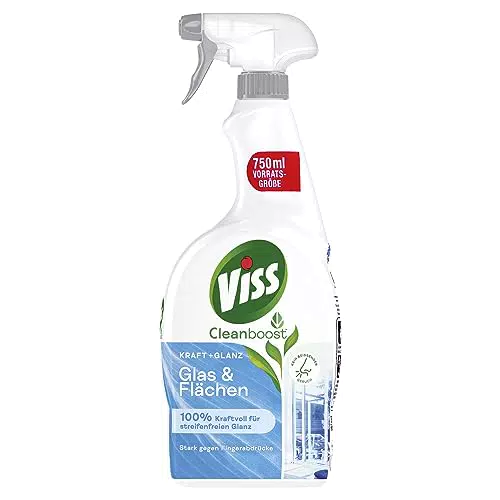 Viss Kraft + Glanz Reiniger Spray Glas & Flächen Glasreiniger für streifenfreien Glanz und strahlende Sauberkeit 750 ml 1 Stück