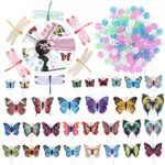 VORCOOL Speichenclips Speichenperlen Speichenklicker für Kinder Mädchen Erwachsene Fahrrad Deko 108 Stücke Perlen + 30 Stücke Schmetterlinge + 6 Stücke Libelle