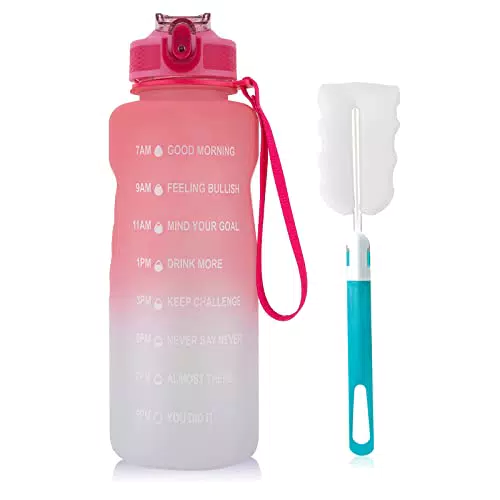 WIEDALK 1.5 L Trinkflasche, BPA-freies Tritan-Material 1500 ml Große Sportwasserflasche mit Trinkhalm und Zeitmarkierung
