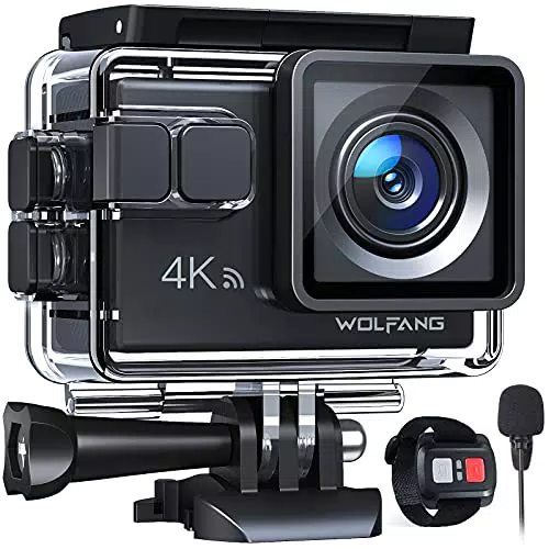 WOLFANG GA100 Action Cam 4K 20MP Unterwasserkamera WiFi 40M wasserdichte EIS Bildstabilisator Helmkamera 170°Weitwinkel Camcorder