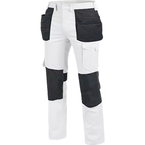 WÜRTH MODYF Bundhose mit Holstertasche Cetus - professionelle Arbeitshose für Herren - Bundhose mit Kunststoff Reißverschluss - in der Größe 46 in Weiß Anthrazit