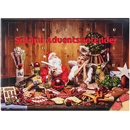 WURSTBARON Pikanten Salami Adventskalender 24 Mini Wurst Sterne und Herzen