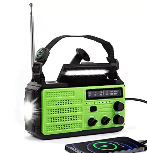 YOOULIT Notfallradio Solar Kurbel Tragbares Radio, 8000mAh Tragbare Solar Radio mit LED Taschenlampe & Leselicht