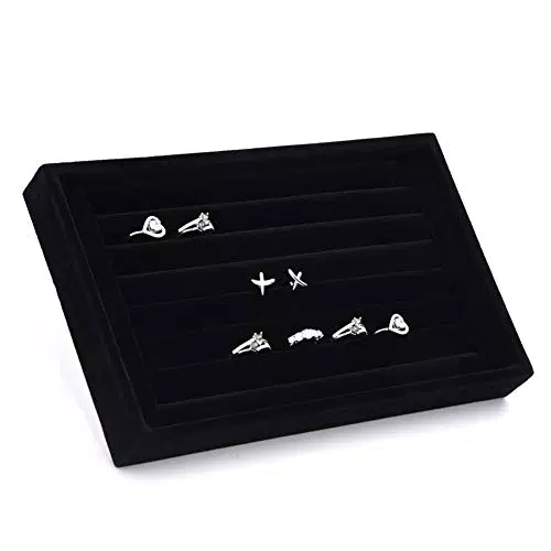 Yosoo Ring Schmuck Display Aufbewahrungsbox Tray Case Organizer für Krawattenklammer Ohrringe