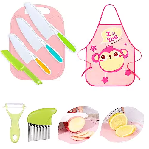ZWOOS Kindermesser 9-teiliges Kinder-Küchenmesser-Set zum Schneiden und Kochen von Obst oder Gemüse für Kleinkinder