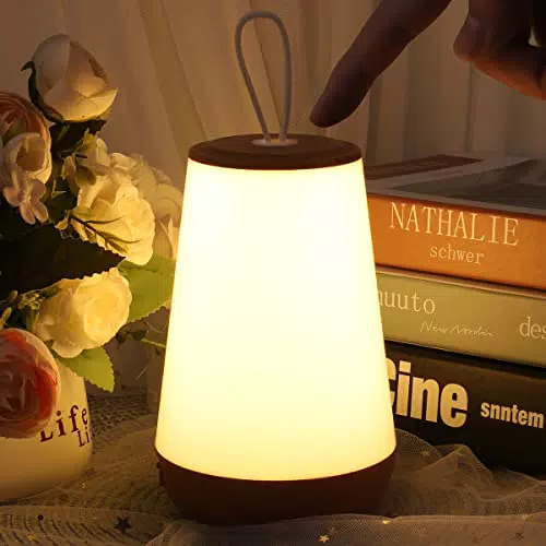 ZWOOS Nachttischlampe Touch Dimmbar, LED Nachtlicht Batteriebetrieben