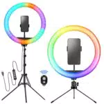 10'' Ringlicht mit Ständer und Telefonhalter, YENDILI Telefon Selfie Ringlicht Schreibtisch LED Ringkreis Fülllicht mit 2 Stativ für Make-up TikTok Live YouTube Zoom Video Vlog Aufnahme