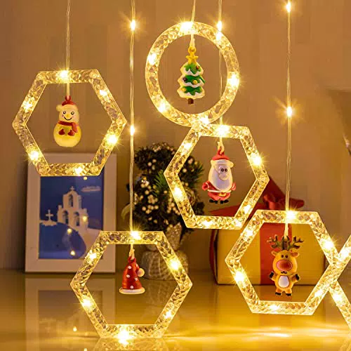 100 LED Vorhang-Lichterketten mit Weihnachtselement-Anhänger