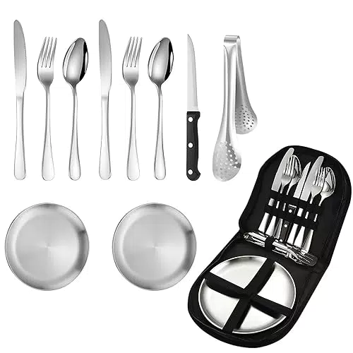 11pcs Camping Besteck Set, Campingbesteck Set, Portable Besteck Set