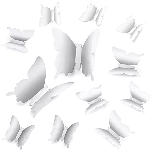 24 Stück Spiegel Schmetterlinge Deko Schmetterling Aufkleber 3D Schmetterlinge Dekoration Wandtattoo Abnehmbare Wandaufkleber Heimdeko Kinderzimmer Schlafzimmer Deko