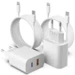 2Port iPhone Schnellladegerät mit USB-C und USB-A, 2 Pack 20W USB C Ladegerät und iPhone Schnellladekabel USB c 2M für iPhone 14 Pro Max 13 12 11 XS Max Samsung Android Adapter