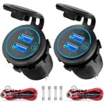 2X 36W Quick Charge 3.0 USB Steckdose 12V/24V Auto mit Schalter - QC 3.0 KFZ Ladegerät Einbau Buchse Wasserdicht Zigarettenanzünder USB Dose für Motorrad Boot LKW Wohnwagen