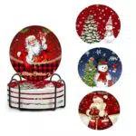4 Stück Weihnachts-Untersetzer, Keramik-Getränkeuntersetzer