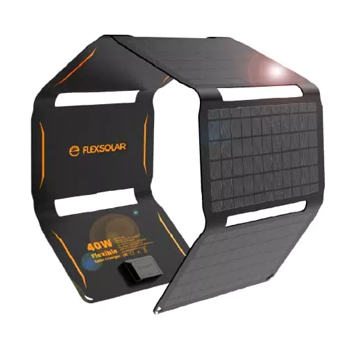 40W Faltbar Solar Ladegerät, ETFE Monokristallines Solarpanel 3-Port USB PD18W QC3.0 Type-C Tragbares Solarladegerät IP67 Faltbar Ladegerät für Outdoor Camping Smartphone Tablet Powerbank Kamera