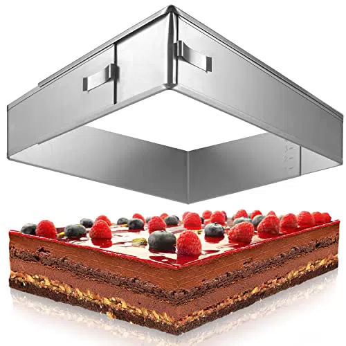 4smile Backrahmen rechteckig verstellbar Edelstahl Backform rechteckig - Formstabile Kuchenform eckig zum Backen und für die Torten-Zubereitung