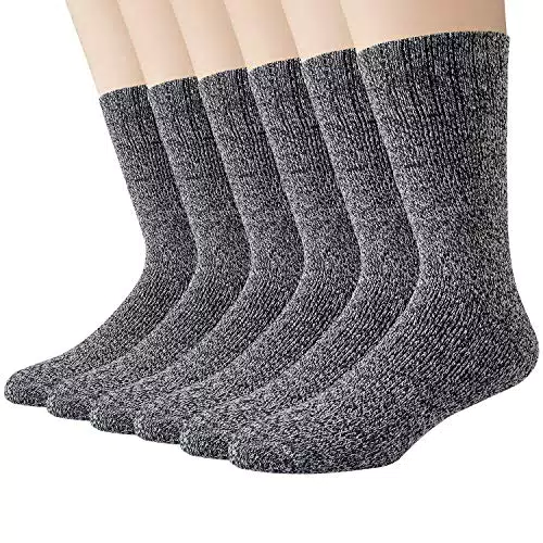 6 Pairs Mens Wool Socks, Thick Warm Breathable Crew Socks for Winter