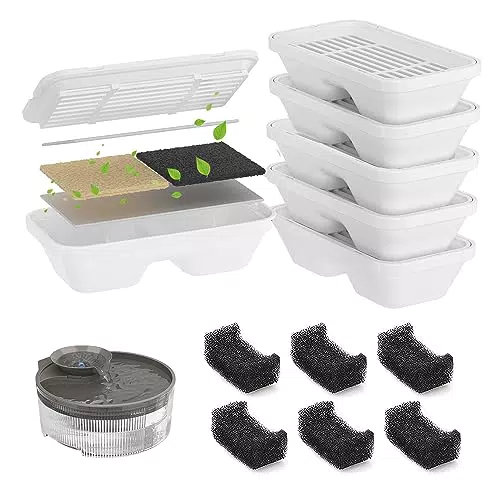 6 Stück Trinkbrunnen Filters, für KENIDA 5L Katzenbrunnen/Hundebrunnen Vierfache Filtration Ersatzfilter Ersatzfilter für Automatischen Trinkbrunnen