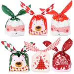 60 Stücke Geschenktüten Weihnachten, Hasenohren Geschenkbeutel Tüten für Weihnachten