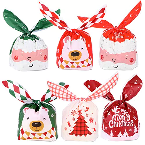60 Stücke Geschenktüten Weihnachten, Hasenohren Geschenkbeutel Tüten für Weihnachten